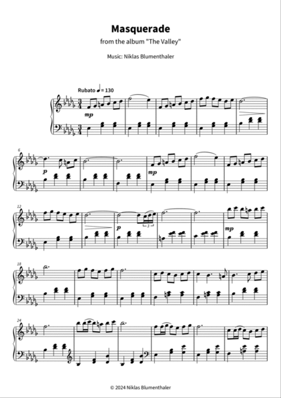 Masquerade Masquerade Piano Solo scores gallery preview page 3