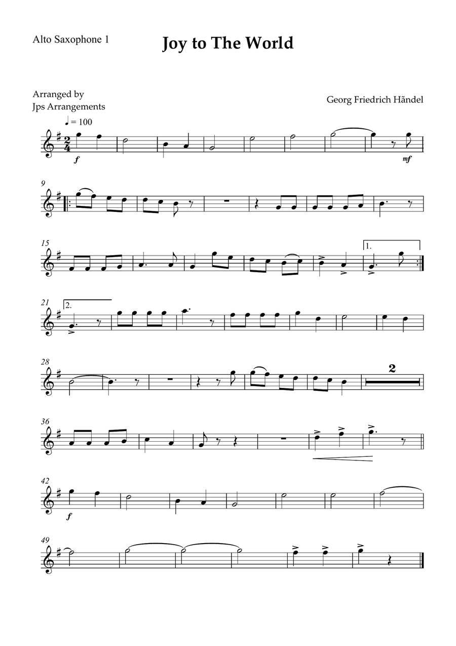 Joy To The World Sax quintet easy intermediate Saxophone Quintet scores gallery preview page 5