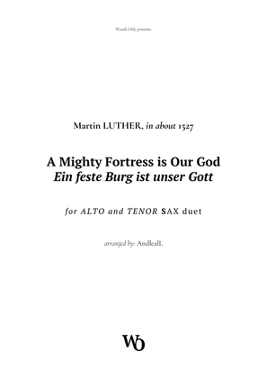 Book cover for A Mighty Fortress is Our God by Luther for Saxophone Duet