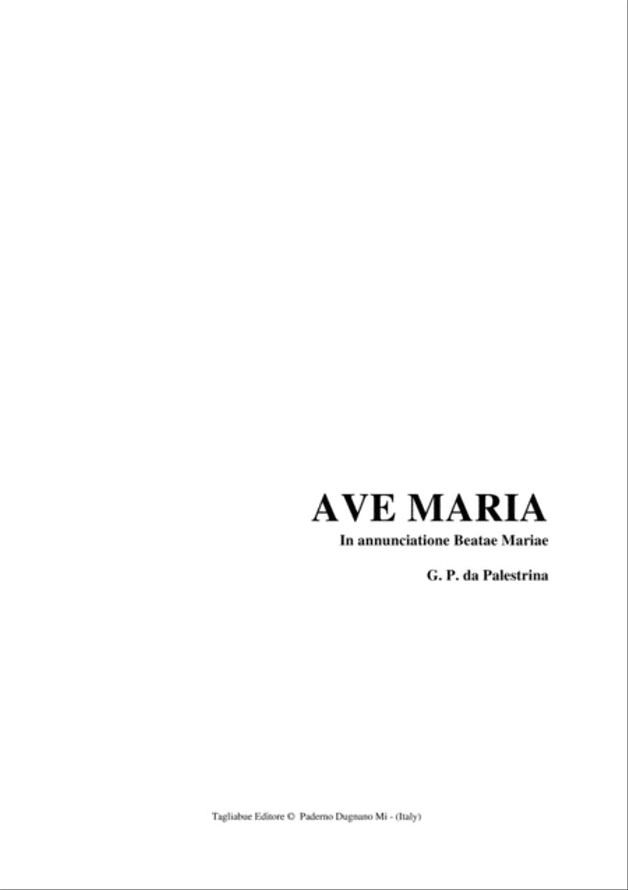 AVE MARIA - In annunciatione Beatae Mariae - Palestrina - For SATB Choir 4-Part scores gallery preview page 1
