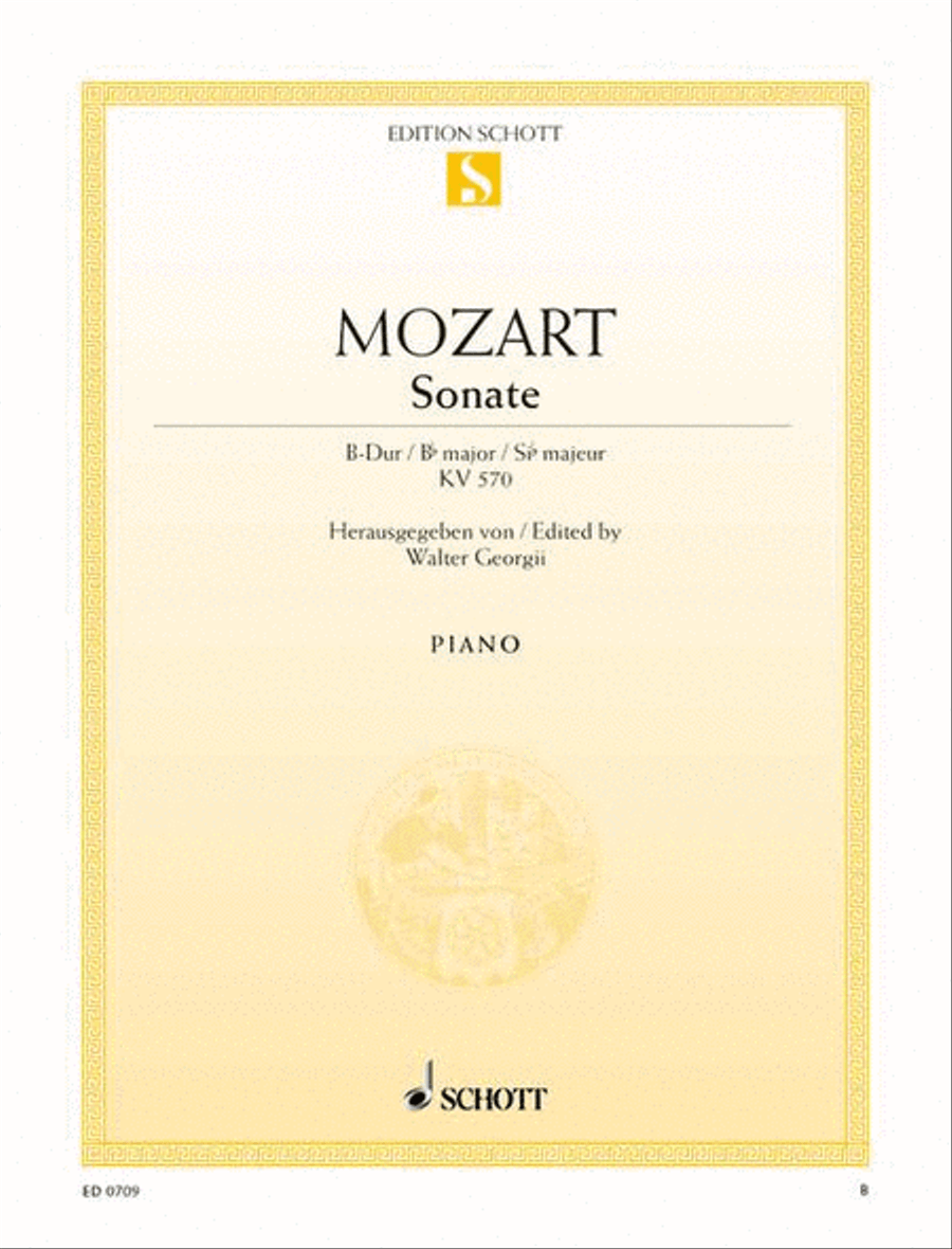 Sonata B-flat major, K. 570 Piano Solo scores gallery preview page 1