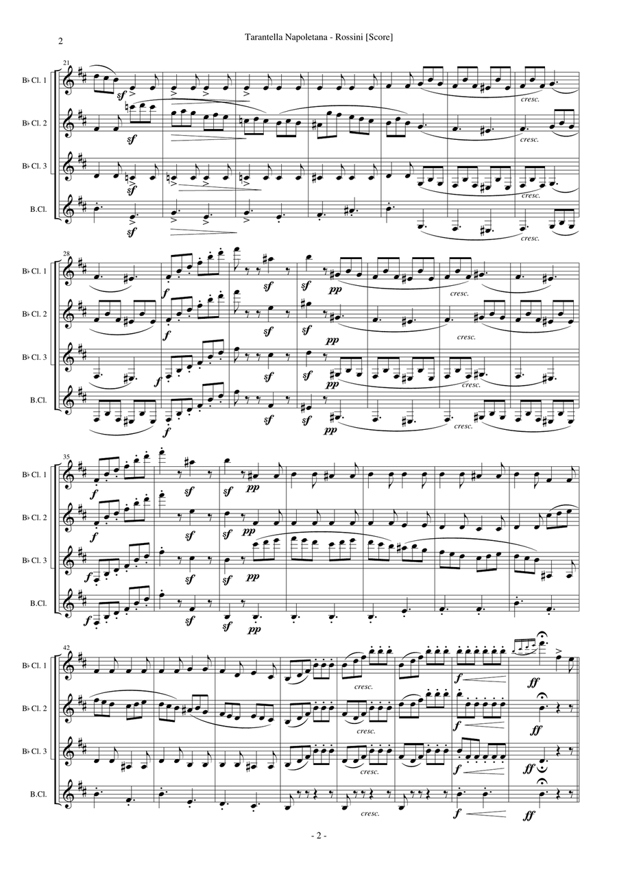 Tarantella Napoletana, La Danza (Clarinet Quartet) Clarinet Quartet scores gallery preview page 2