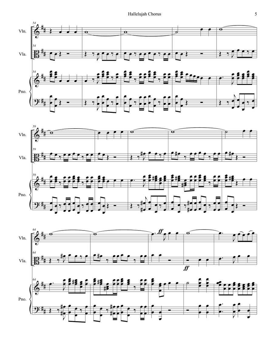 Hallelujah Chorus (Duet for Violin and Viola) String Duet scores gallery preview page 5