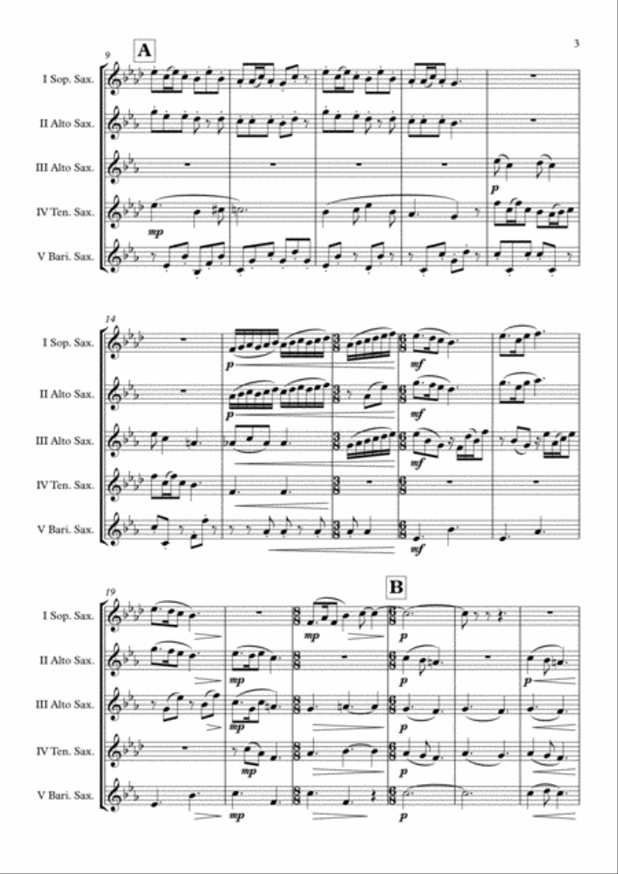 Peter Pan Peter Pan Saxophone Quintet scores gallery preview page 4
