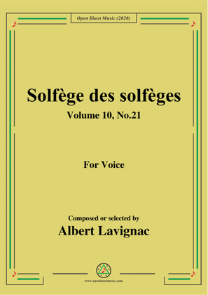 Book cover for Lavignac-Solfège des solfèges,Volume 10,No.21,for Voice