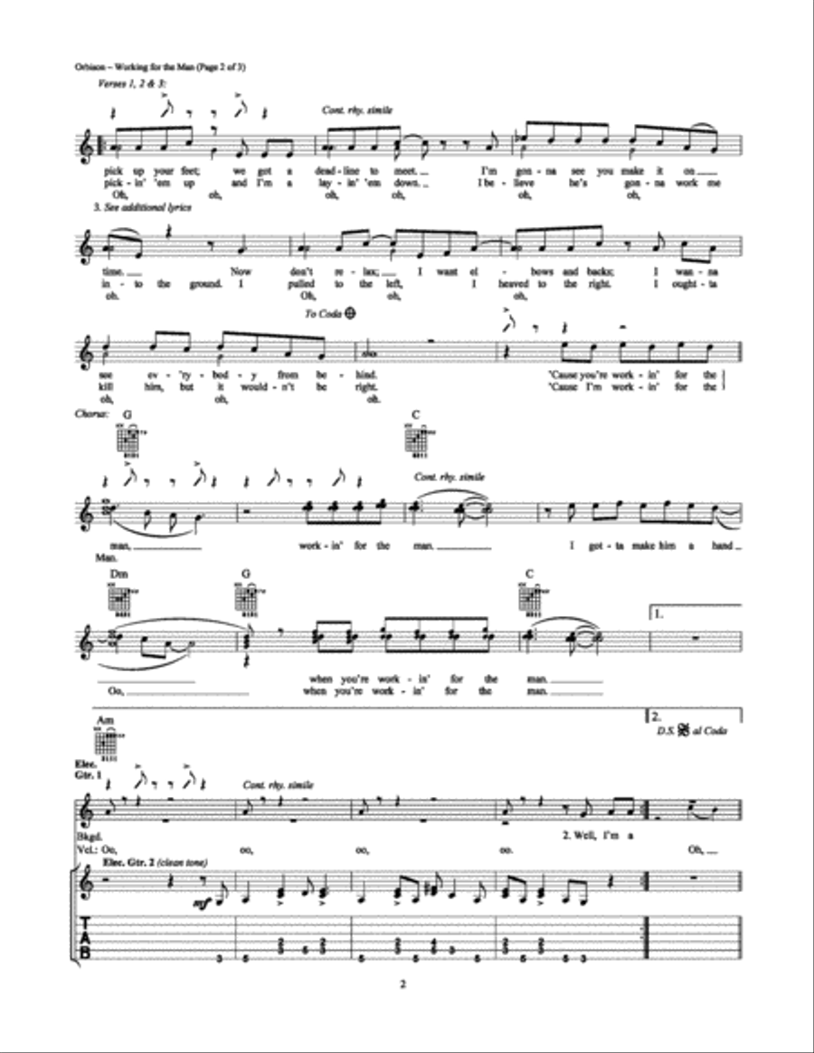 Working for the Man Working for the Man Electric Guitar scores gallery preview page 2