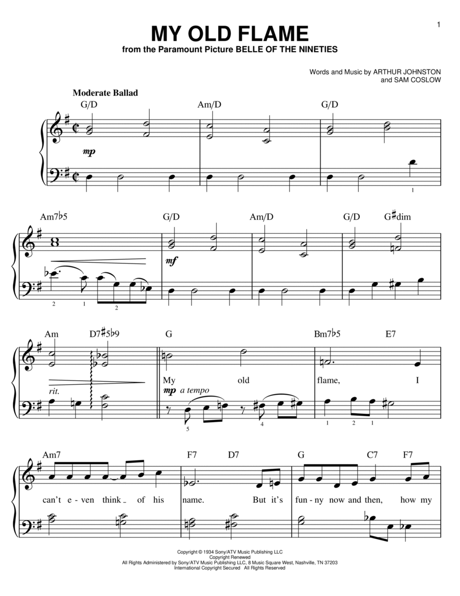 My Old Flame My Old Flame Easy Piano scores gallery preview page 1