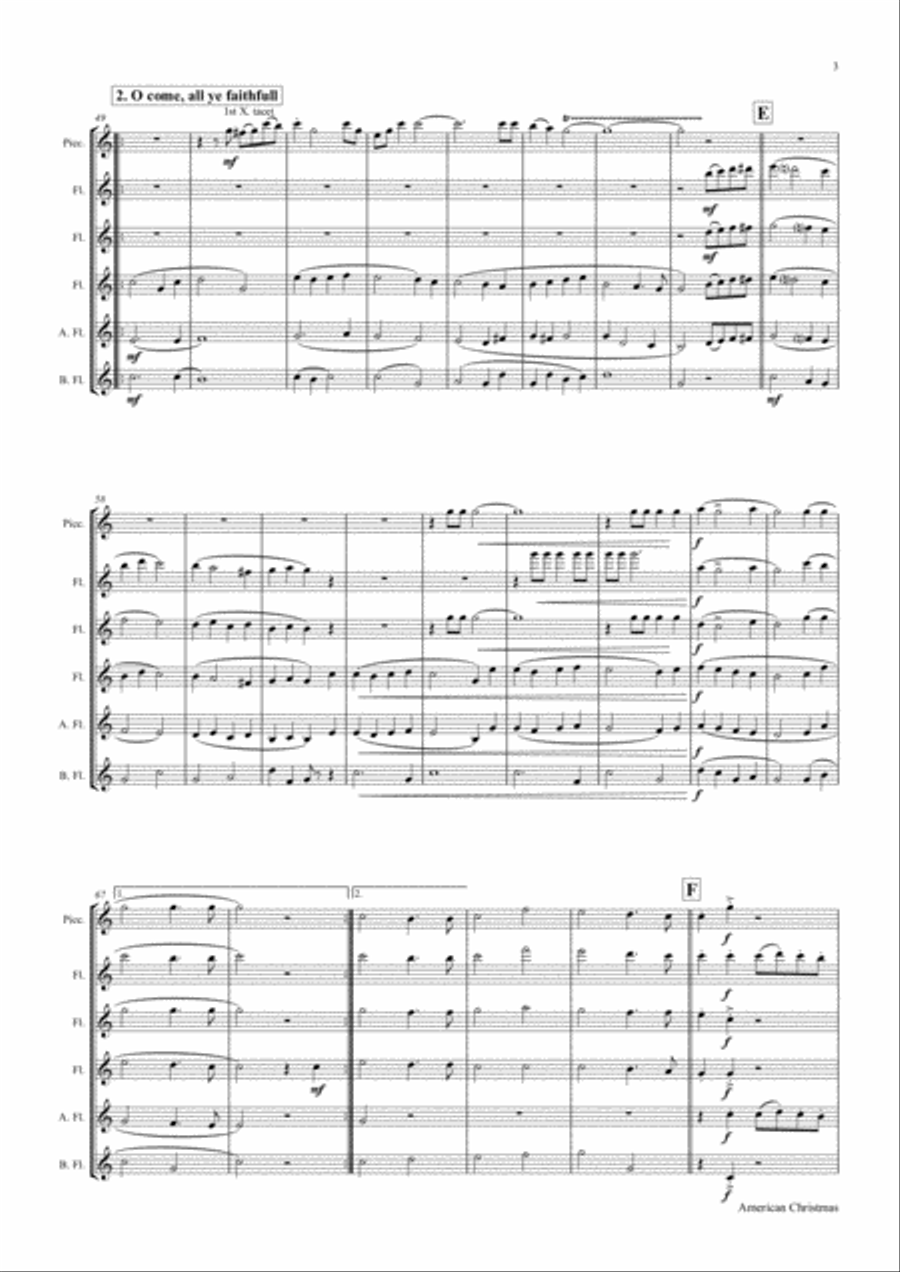 American Christmas - Mash up Rondo of best Christmas Songs - Flute Choir Flute Choir scores gallery preview page 3
