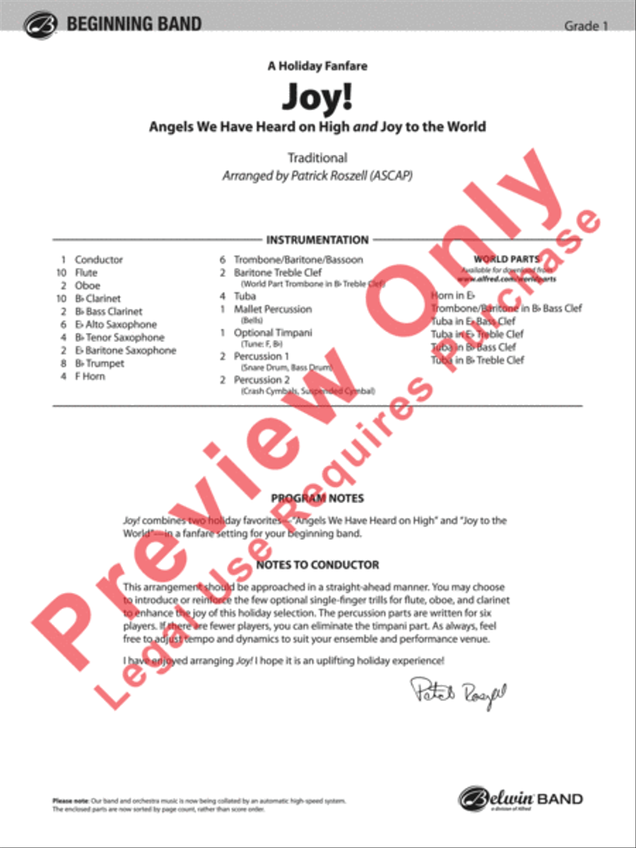 Joy! A Holiday Fanfare Concert Band scores gallery preview page 2