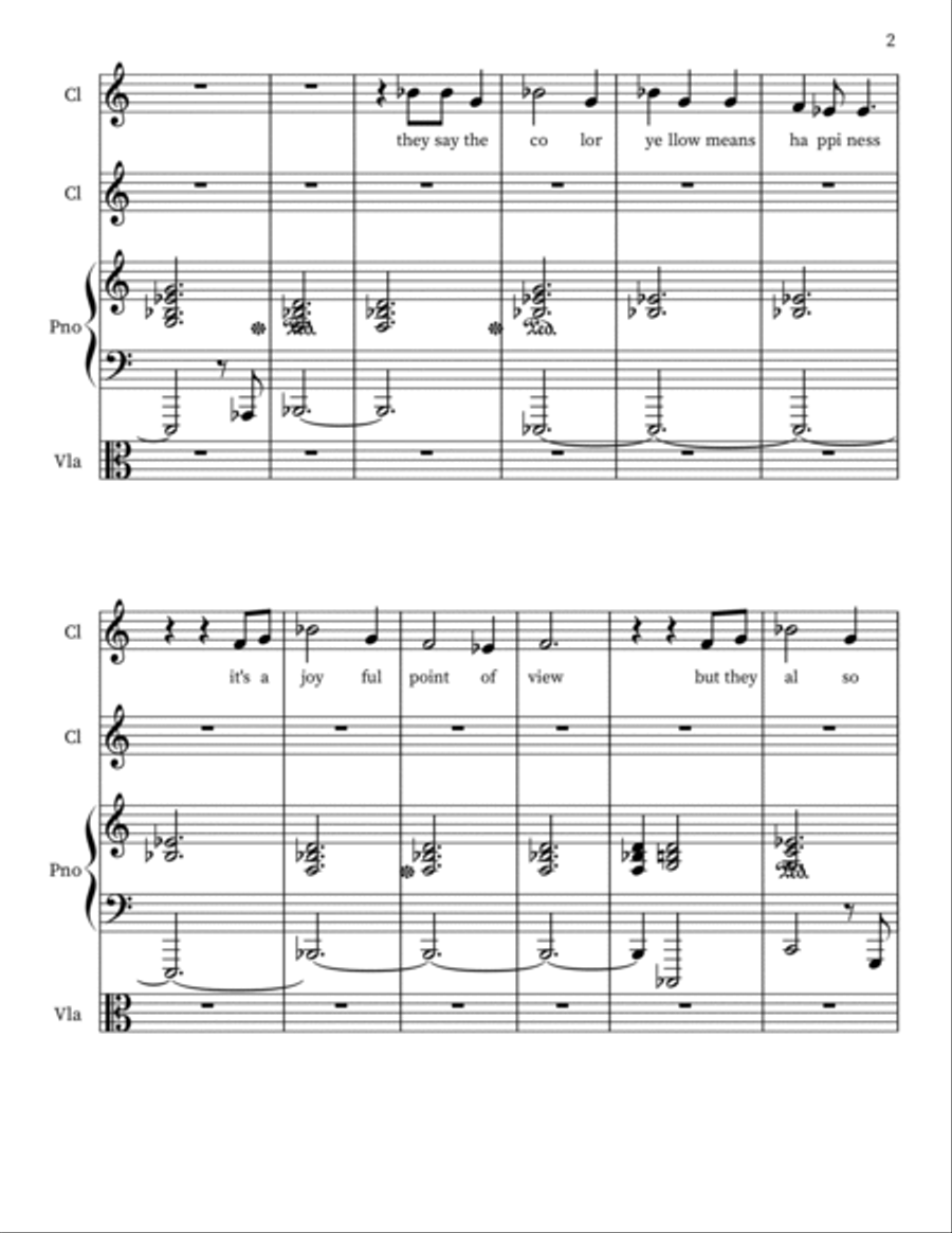 Yellow Piano, Vocal, Guitar scores gallery preview page 2