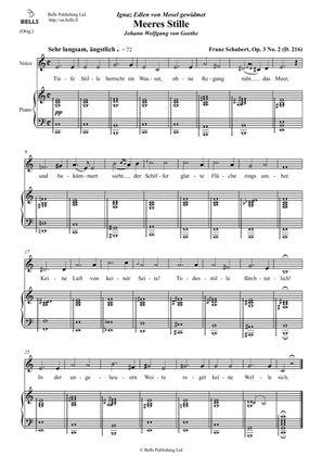 Meeres Stille, Op. 3 No. 2 (D. 216) (Original key. C Major)