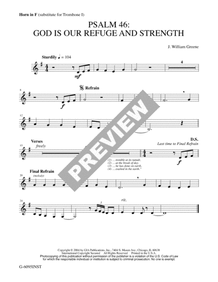 Psalm 46: God Is Our Refuge and Strength - Instrument edition