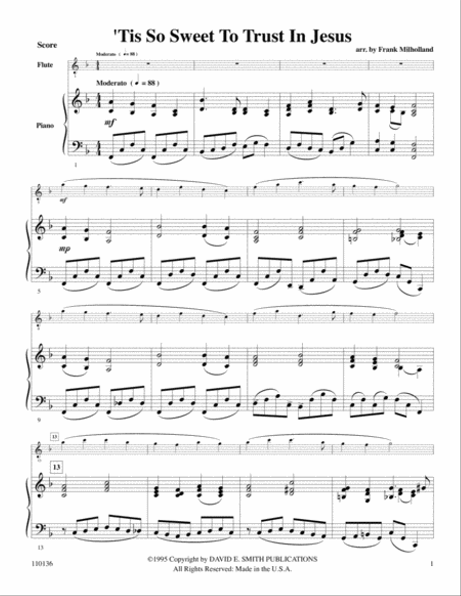 Tis So Sweet To Trust In Jesus Flute Solo scores gallery preview page 2