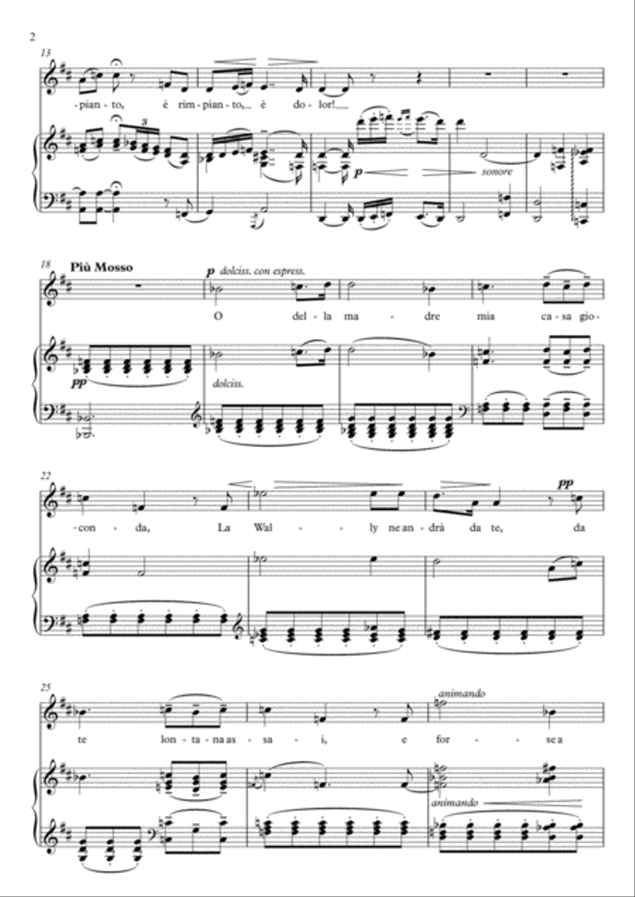 Ebben? Ne andrò lontana - La Wally (D Major) Soprano Voice scores gallery preview page 3