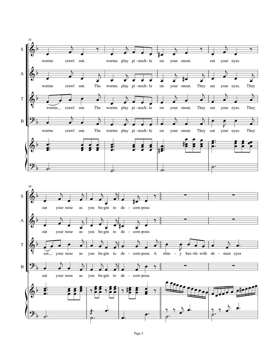 The Hearse Song (The Worms Crawl In) 4-Part scores gallery preview page 3