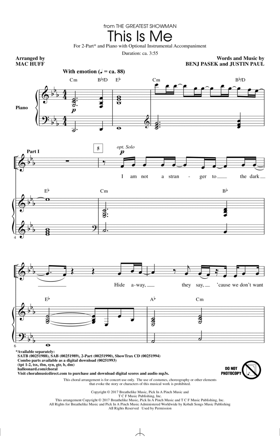 This Is Me (from The Greatest Showman) (arr. Mac Huff) 2-Part scores gallery preview page 1