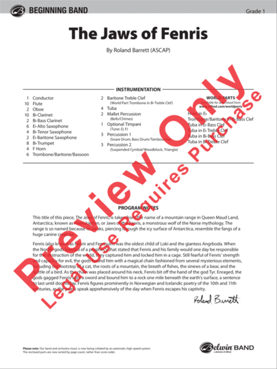 The Jaws of Fenris Concert Band scores gallery preview page 2