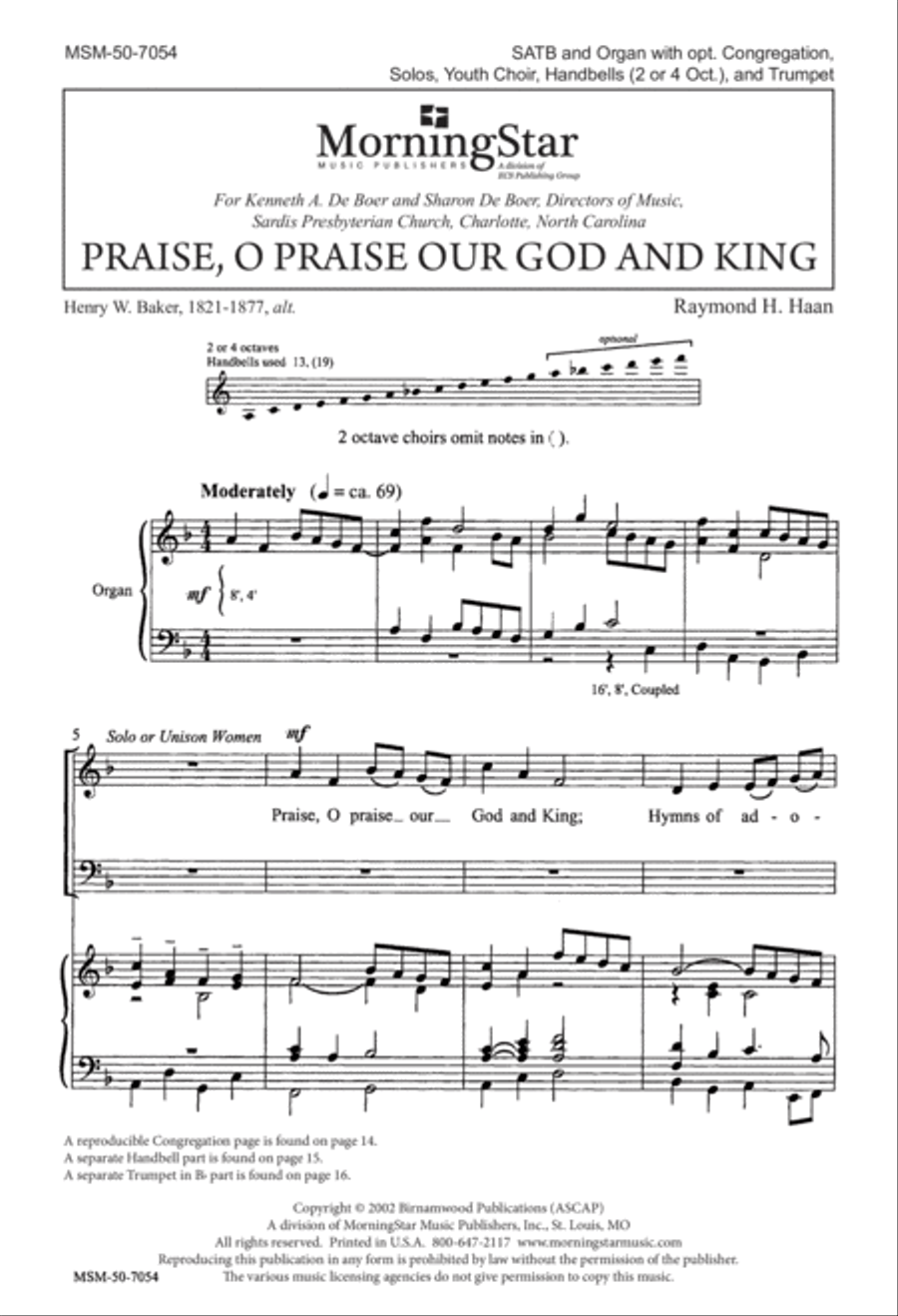 Praise, O Praise Our God and King 4-Part scores gallery preview page 2