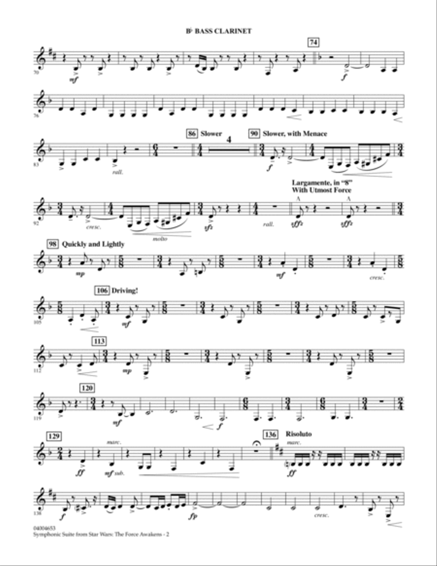 Symphonic Suite from Star Wars: The Force Awakens - Bb Bass Clarinet Bass Clarinet scores gallery preview page 2
