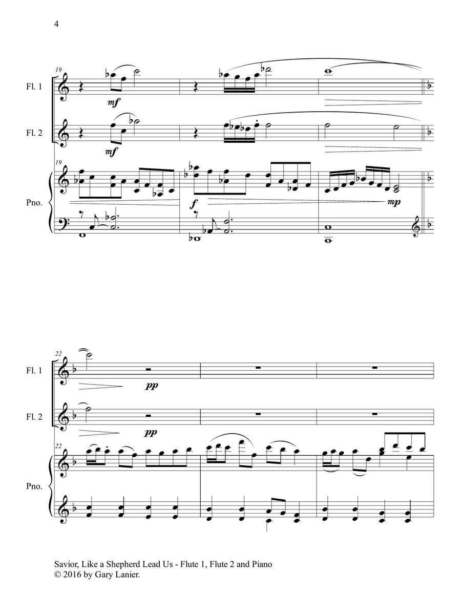 SAVIOR, LIKE A SHEPHERD LEAD US (Trio – Flute 1, Flute 2 & Piano with Parts) Woodwind Duet scores gallery preview page 5
