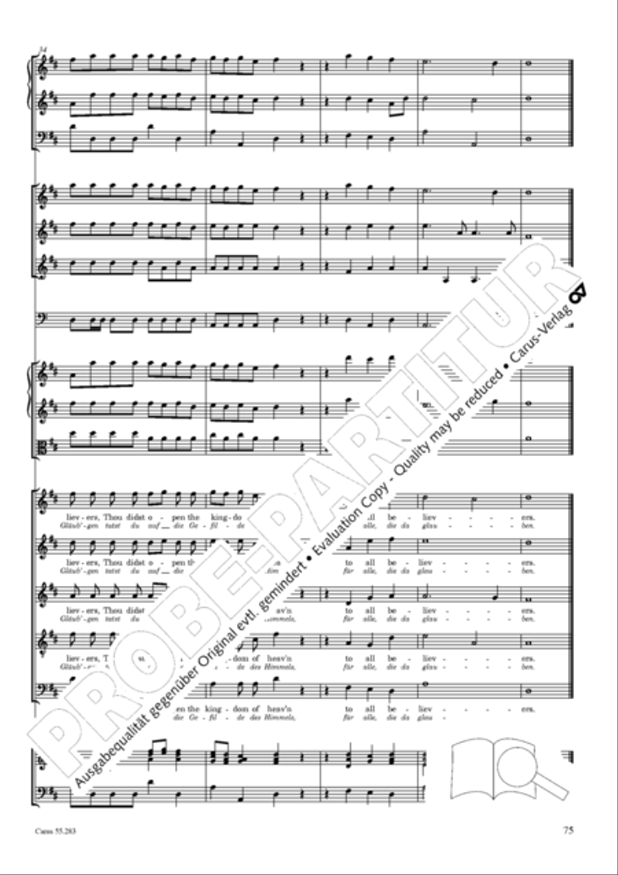 Te Deum for the Victory of Dettingen SSATB scores gallery preview page 92