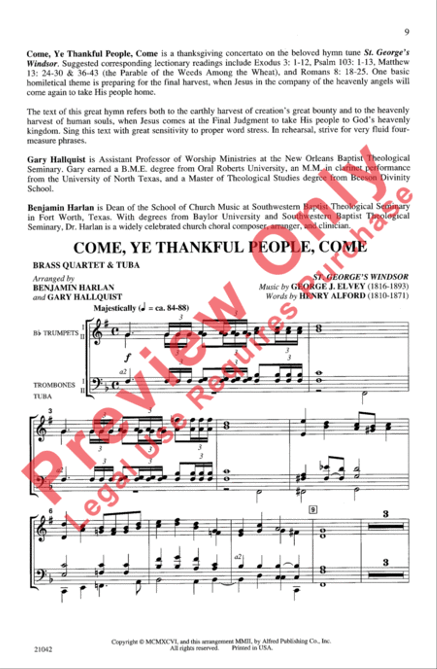 Come, Ye Thankful People, Come 3-Part scores gallery preview page 9