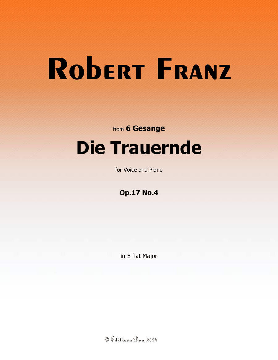 Die Trauernde, by Robert Franz, in E flat Major Voice scores gallery preview page 1