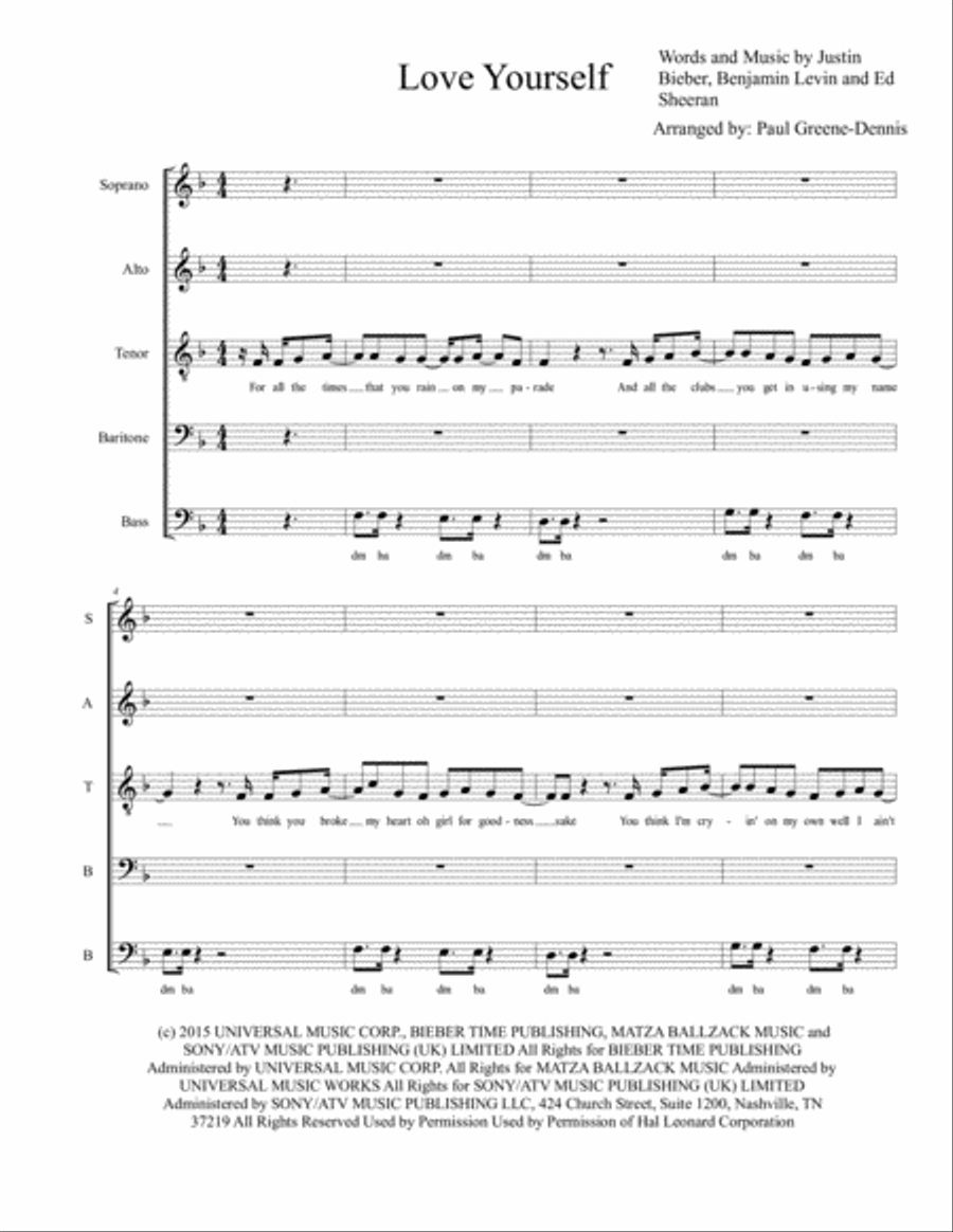 Love Yourself Small Ensemble scores gallery preview page 1