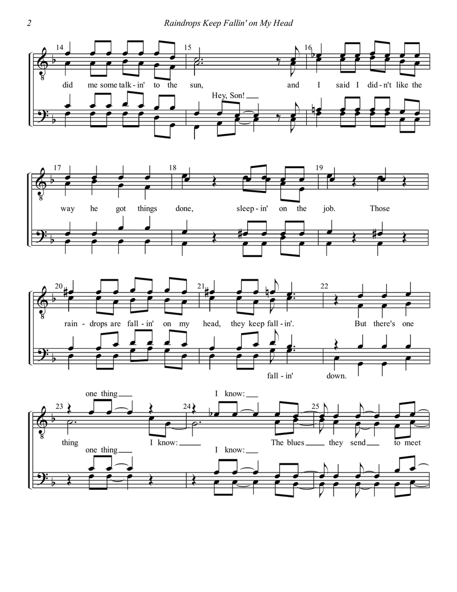 Raindrops Keep Fallin' On My Head TTBB scores gallery preview page 2