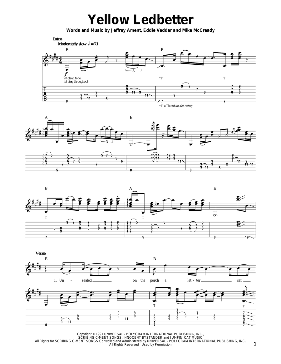 Yellow Ledbetter Acoustic Guitar scores gallery preview page 1