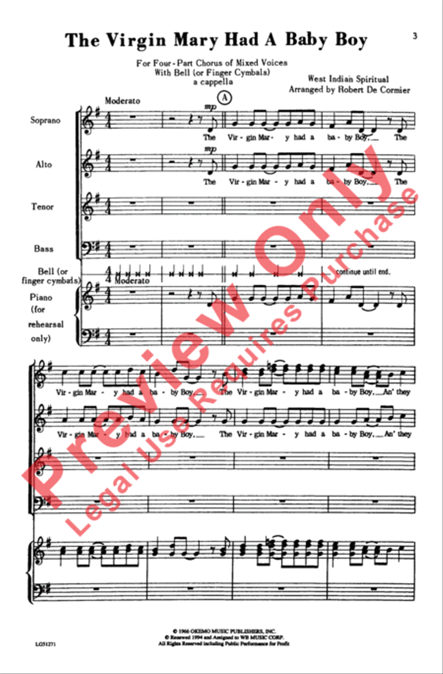 The Virgin Mary Had a Baby Boy 4-Part scores gallery preview page 3