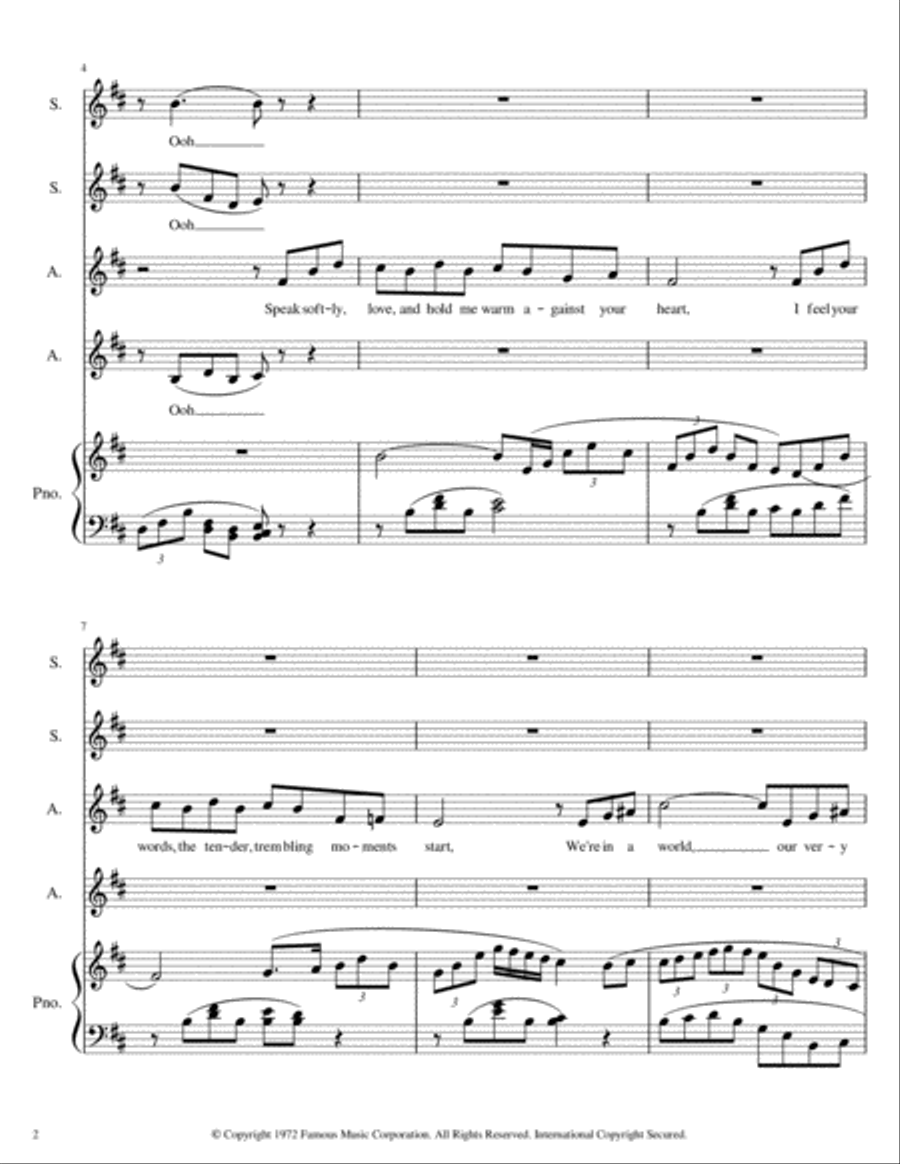 Speak Softly Love Speak Softly Love SSAA scores gallery preview page 2