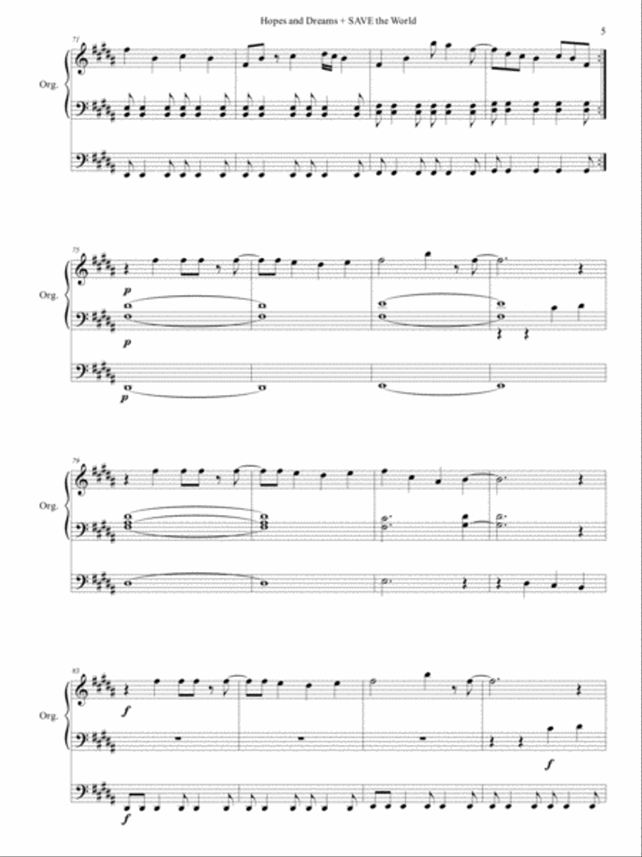 Hopes and Dreams (from Undertale) Organ Solo scores gallery preview page 6