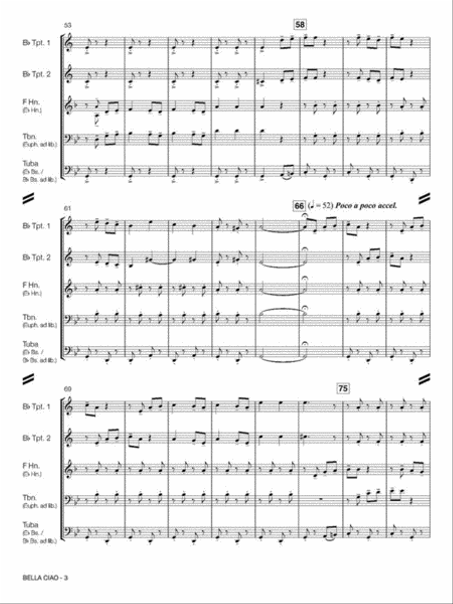 Bella Ciao Brass Quintet scores gallery preview page 5