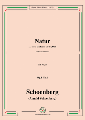 Book cover for Schoenberg-Natur,in E Major,Op.8 No.1