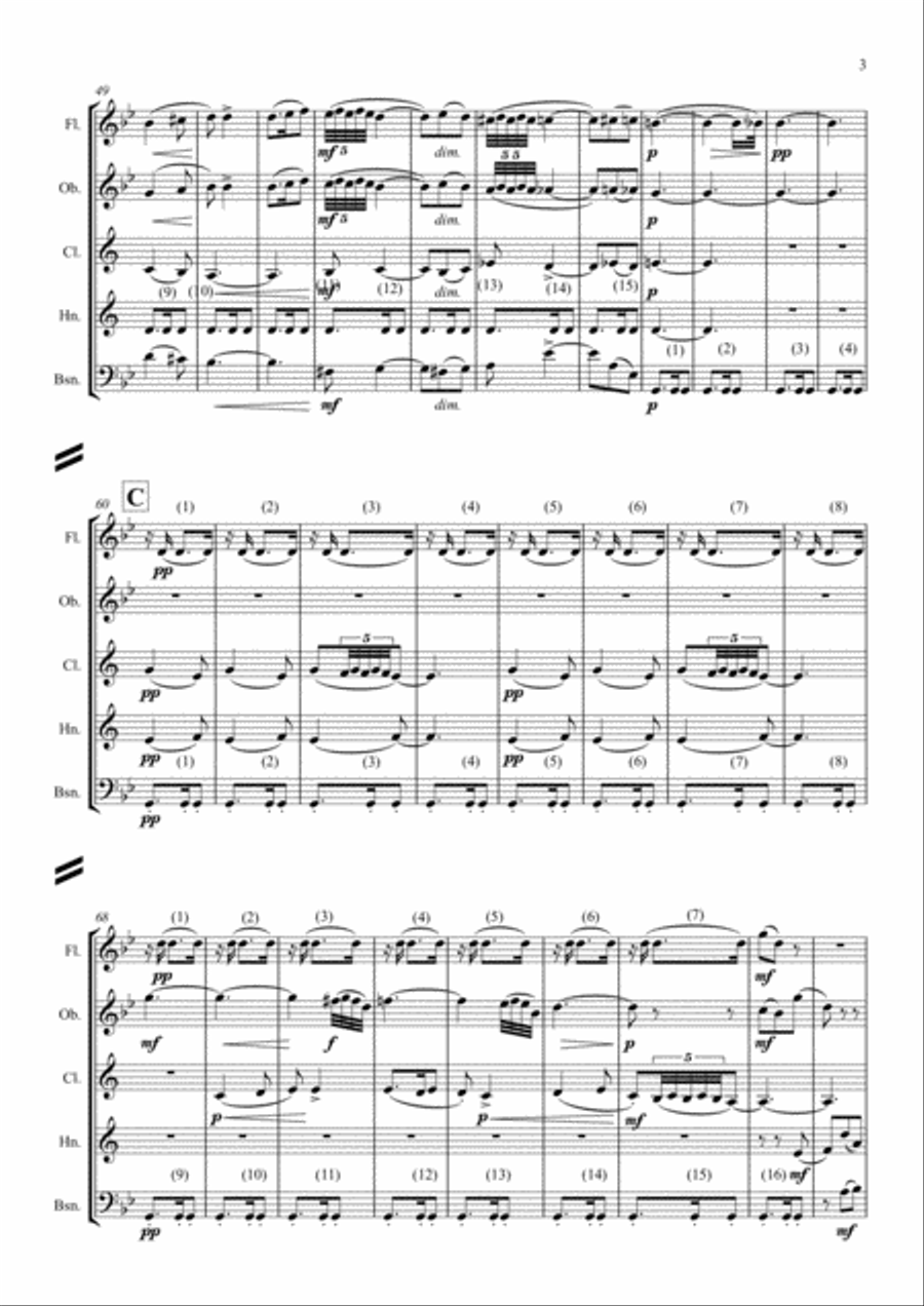 Tchaikovsky: Casse-Noisette: Nutcracker Suite IId Danse Arabe (Arabian Dance) - wind quintet Woodwind Quintet scores gallery preview page 3