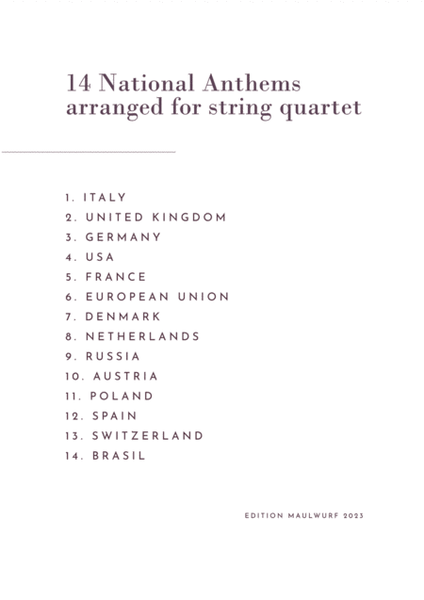 14 National Anthems for string quartet image number null