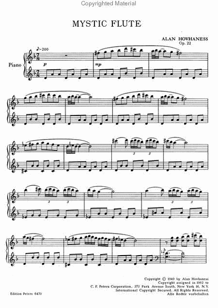 Mystic Flute Op. 22 for Piano