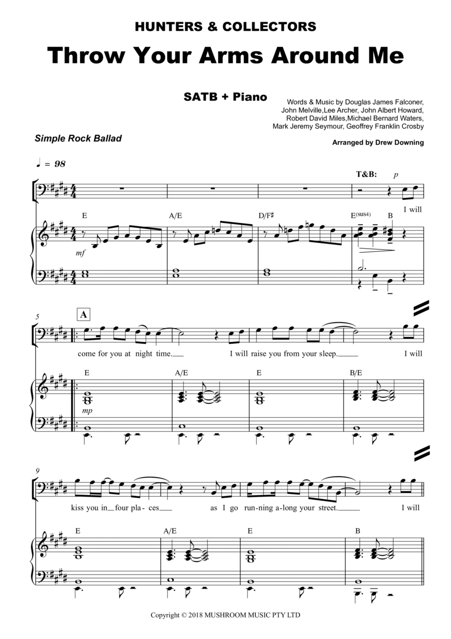 Throw Your Arms Around Me 4-Part scores gallery preview page 1