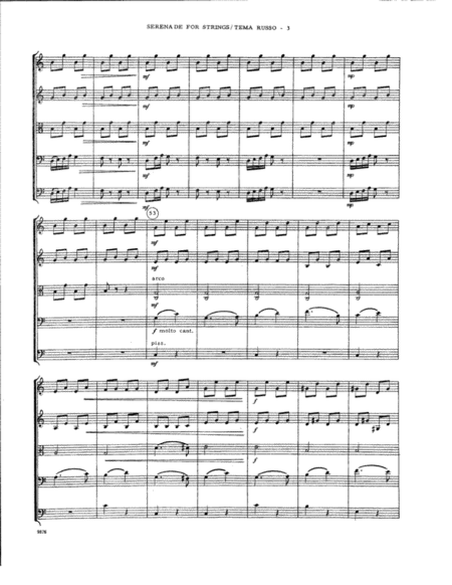 Serenade For String - Mvt. 4 Tema Russo (arr. Elliot A. Del Borgo) - Full Score