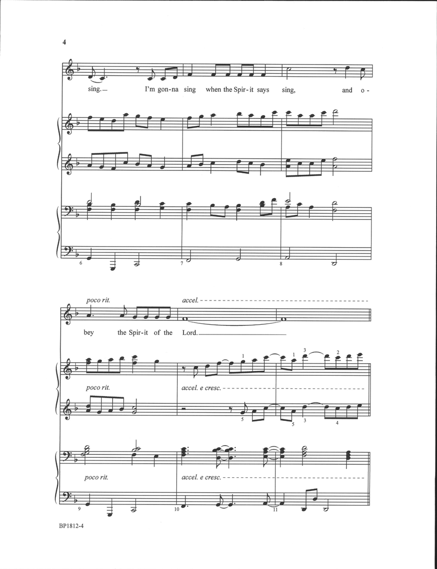 I'm Gonna Sing When the Spirit Says Sing (SATB) 4-Part scores gallery preview page 3