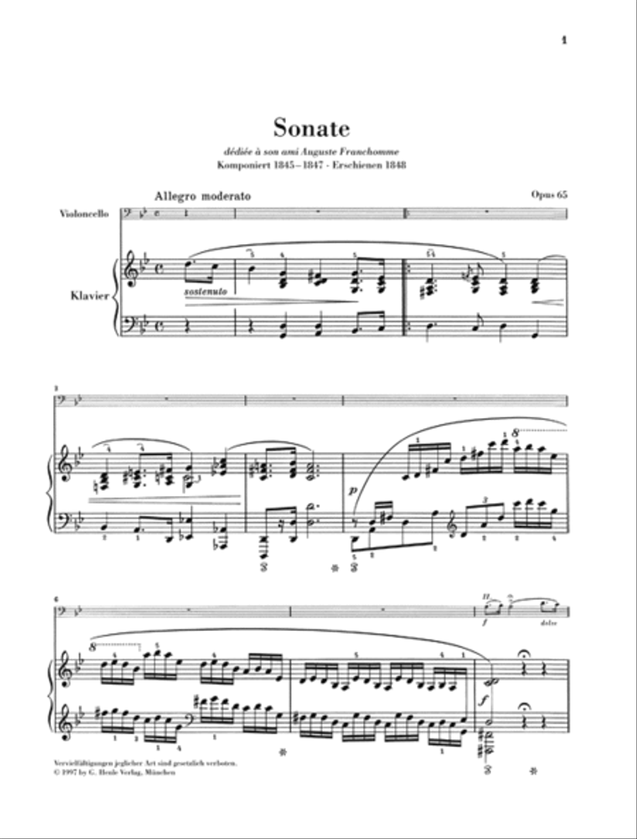 Sonata for Violoncello and Piano G minor Op. 65