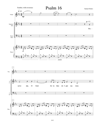 Psalm 16 - for SATB choir with piano and violin