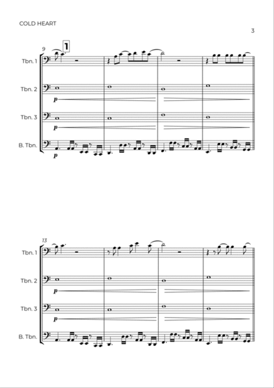 Cold Heart (pnau Remix) Cold Heart (pnau Remix) Brass Quartet scores gallery preview page 3
