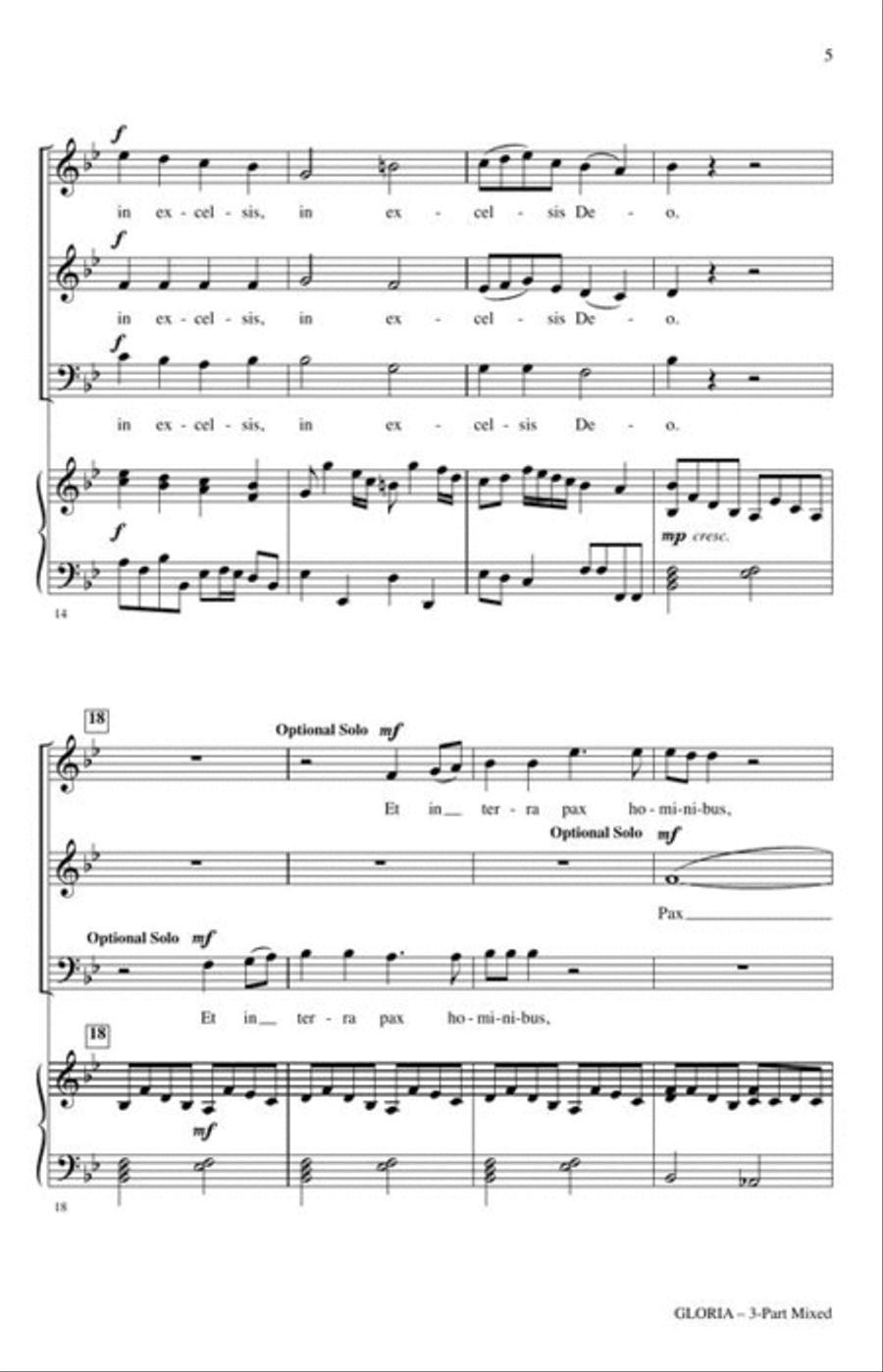 Gloria (from Lord Nelson Mass) 3-Part scores gallery preview page 5