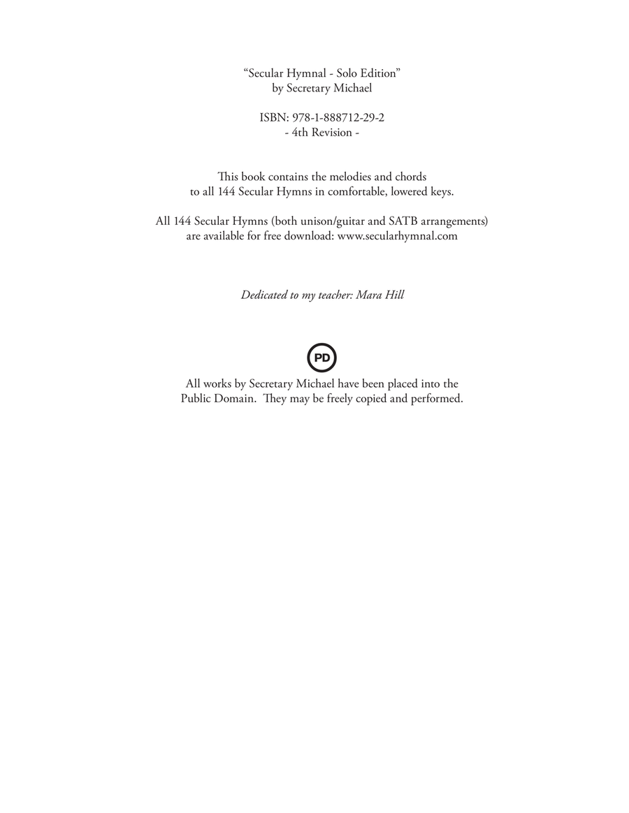 Secular Hymnal - Solo Edition Unison Choir scores gallery preview page 2