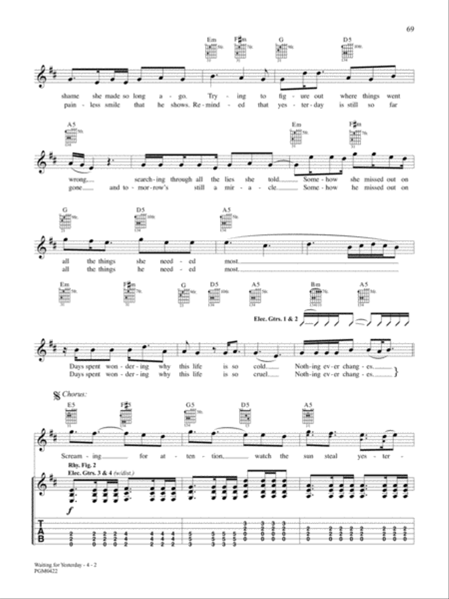 Waiting for Yesterday Guitar Tablature scores gallery preview page 2