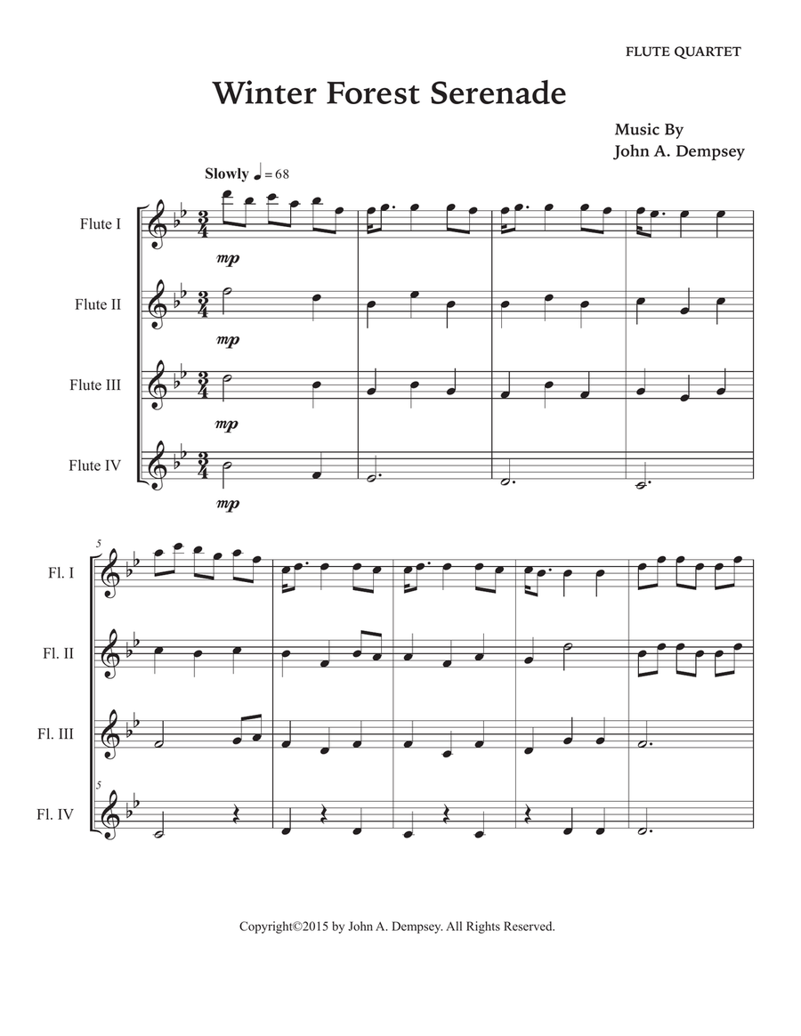 Winter Forest Serenade (Flute Quartet) Flute Quartet scores gallery preview page 5