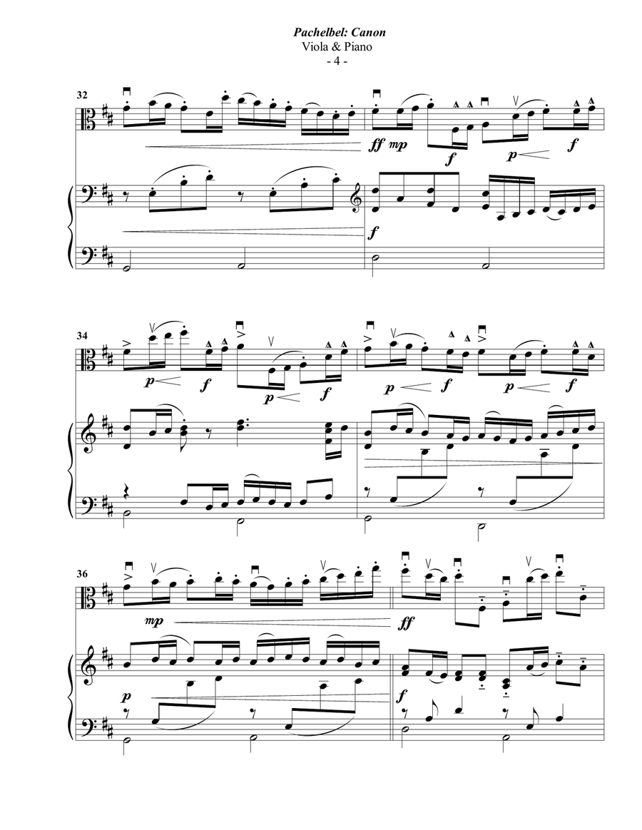 Pachelbel: Canon for Viola & Piano Viola scores gallery preview page 4