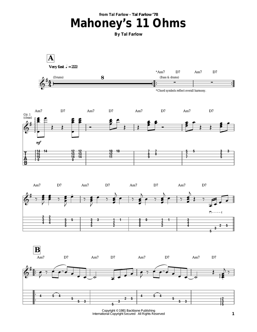 Mahoney's 11 Ohms Mahoney's 11 Ohms Electric Guitar scores gallery preview page 1